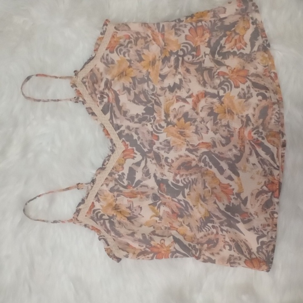 Shyanne Floral Lace Trim Women's Top Size L